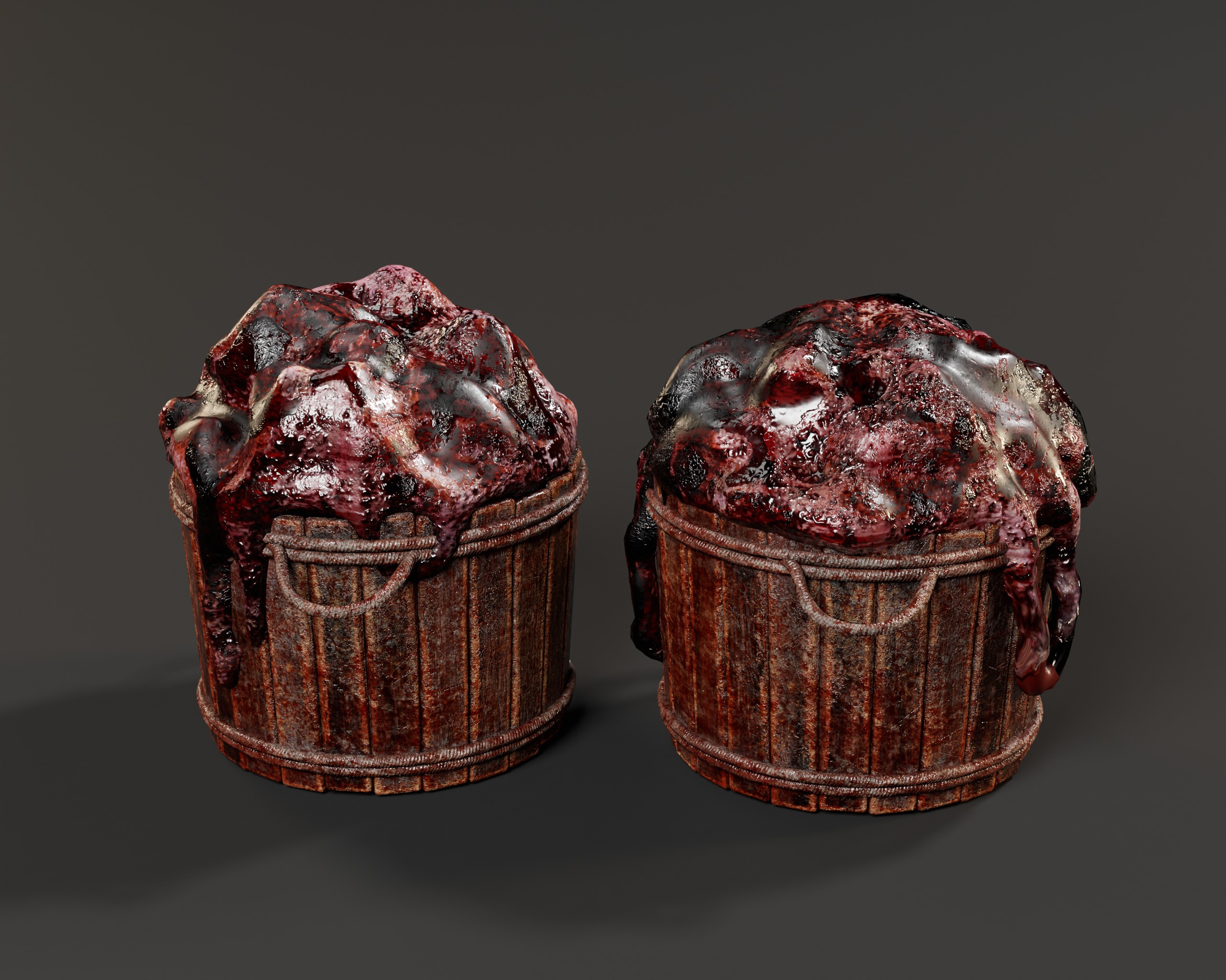 Creepy Buckets with Guts Low-poly 3D model_2