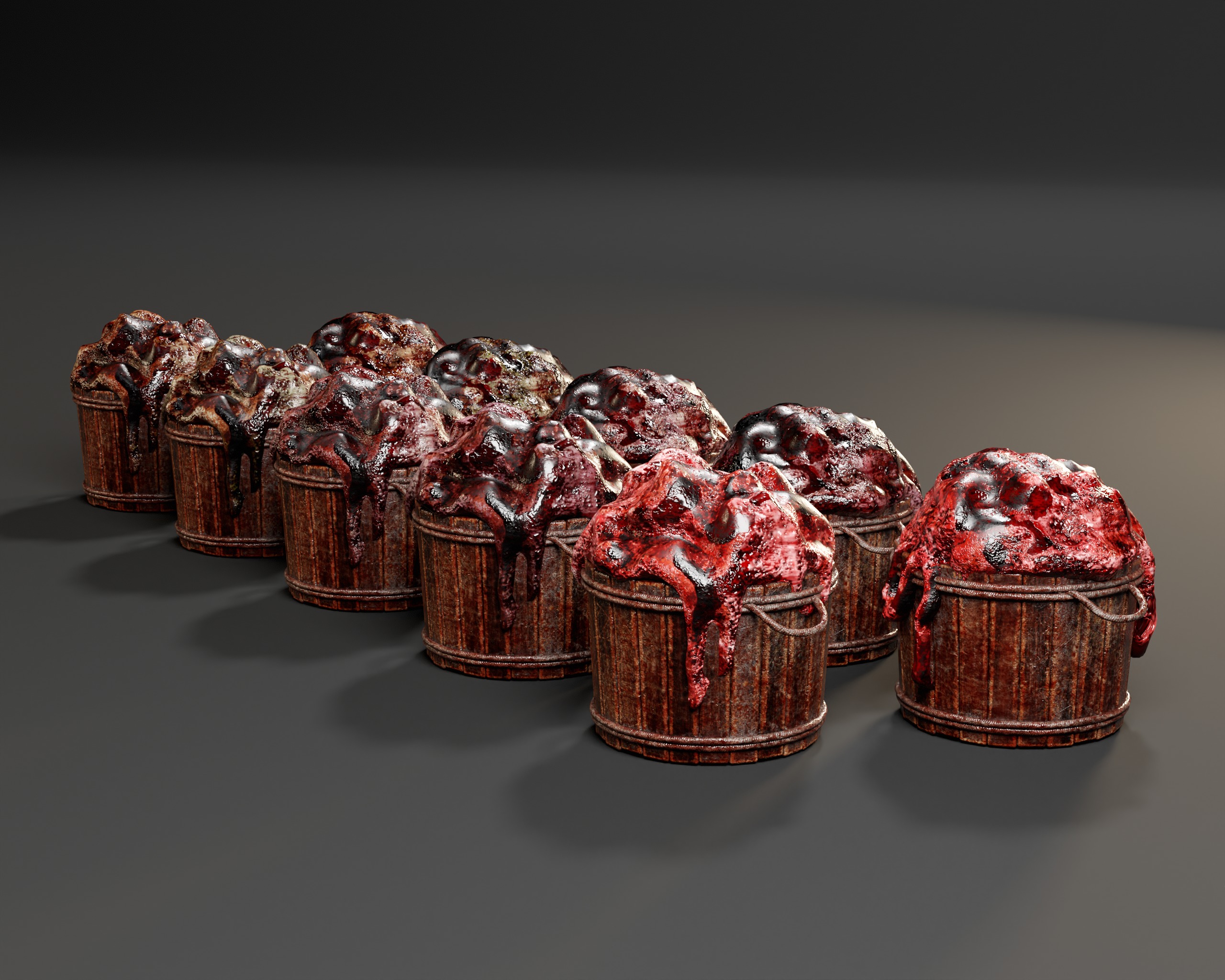 Creepy Buckets with Guts Low-poly 3D model_14