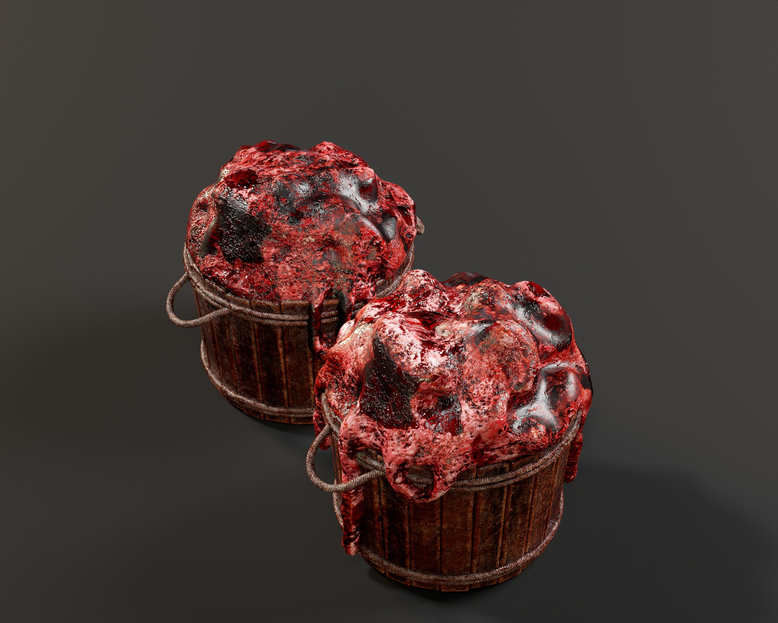 Creepy Buckets with Guts Low-poly 3D model_6