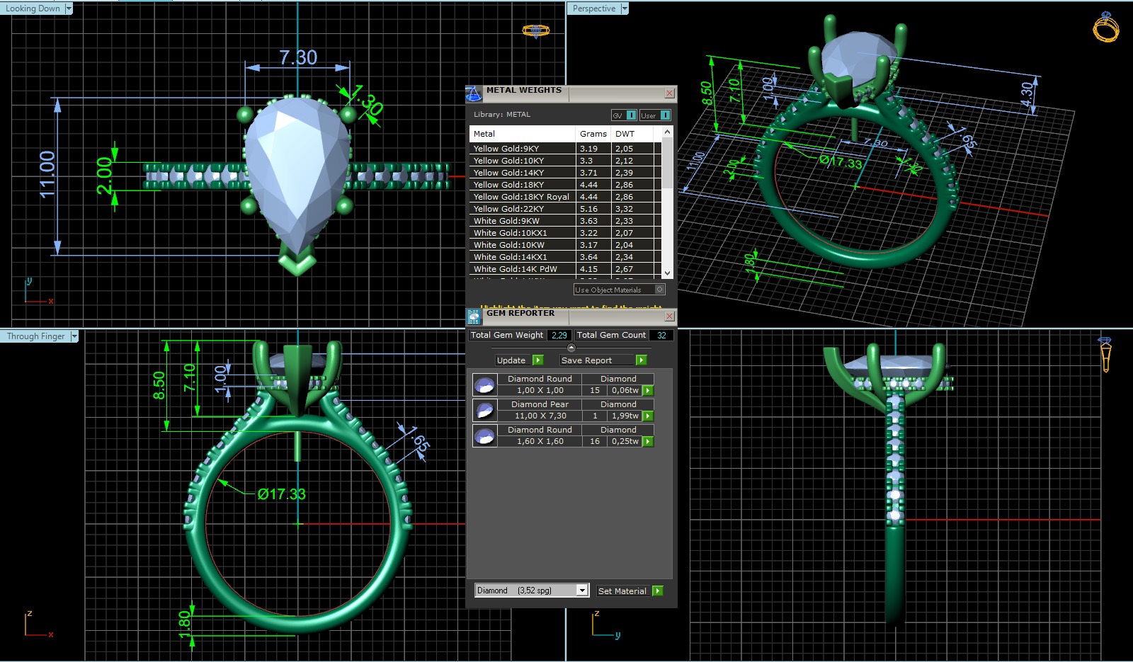 Pear Cut Hidden Halo Engagement Ring 3D print model_2