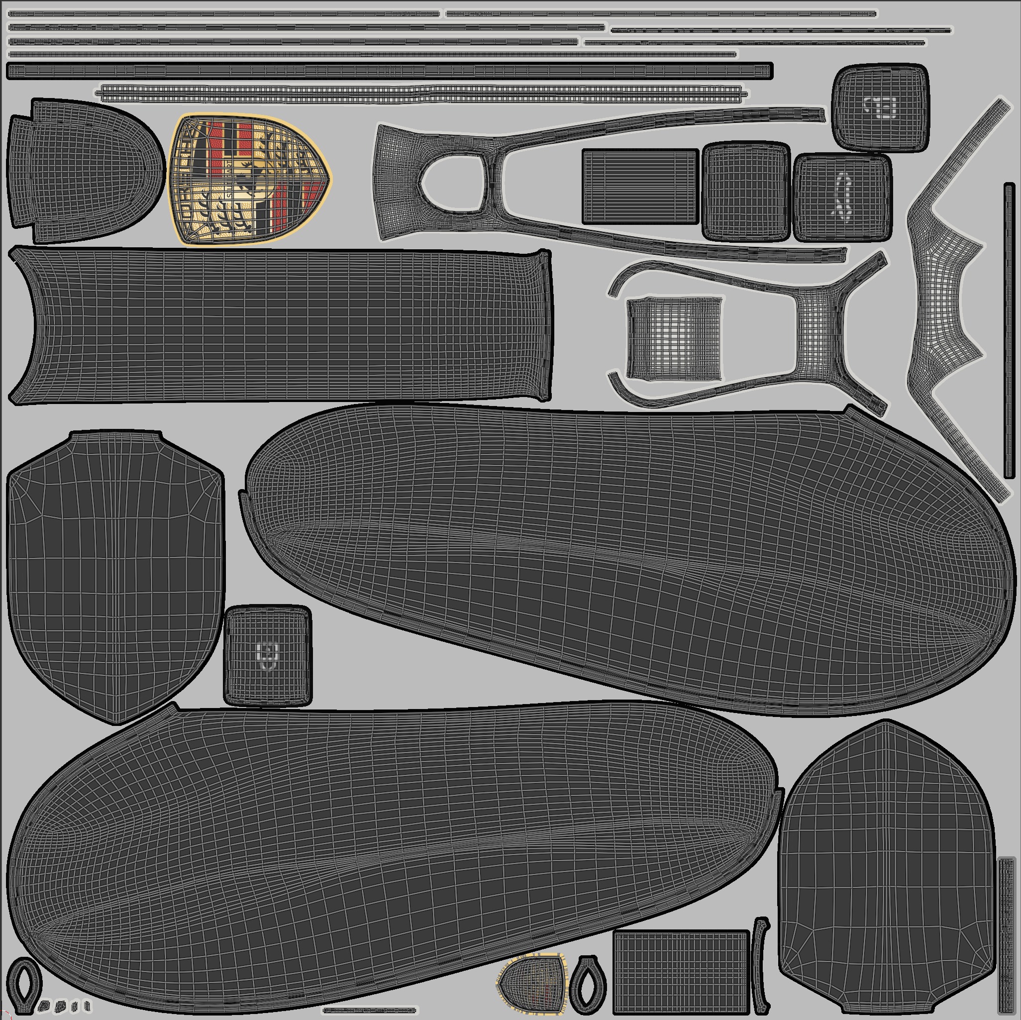 Car Key Porsche with a keychain Low-poly 3D model_17