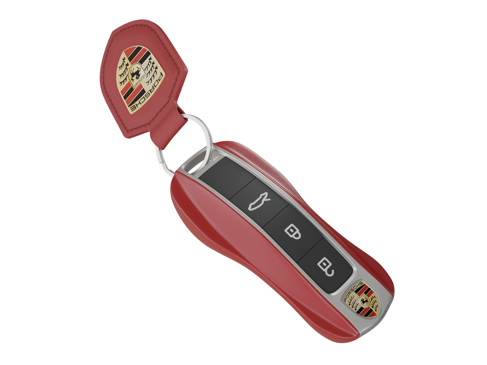 Car Key Porsche with a keychain Low-poly 3D model_9
