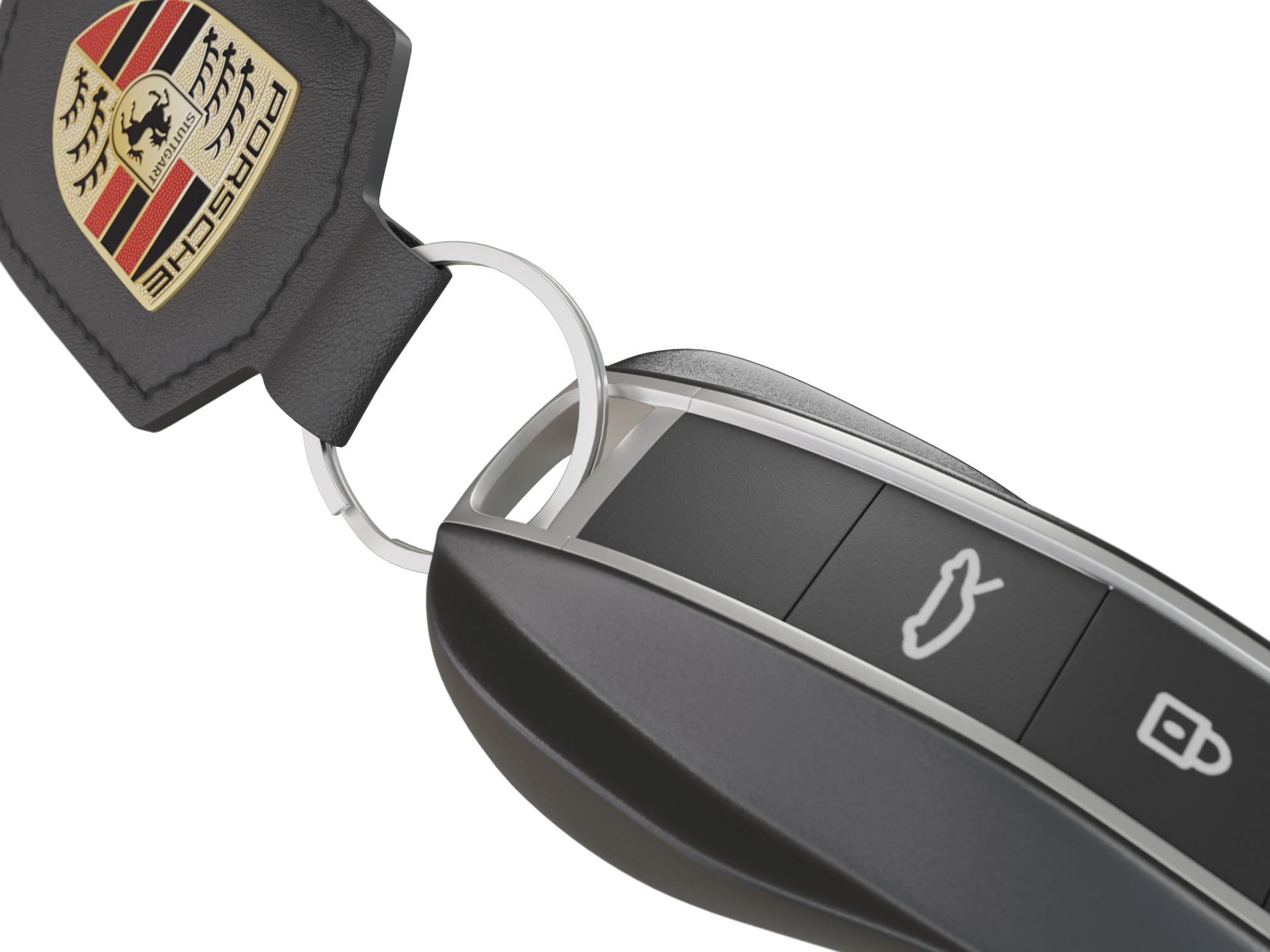 Car Key Porsche with a keychain Low-poly 3D model_4