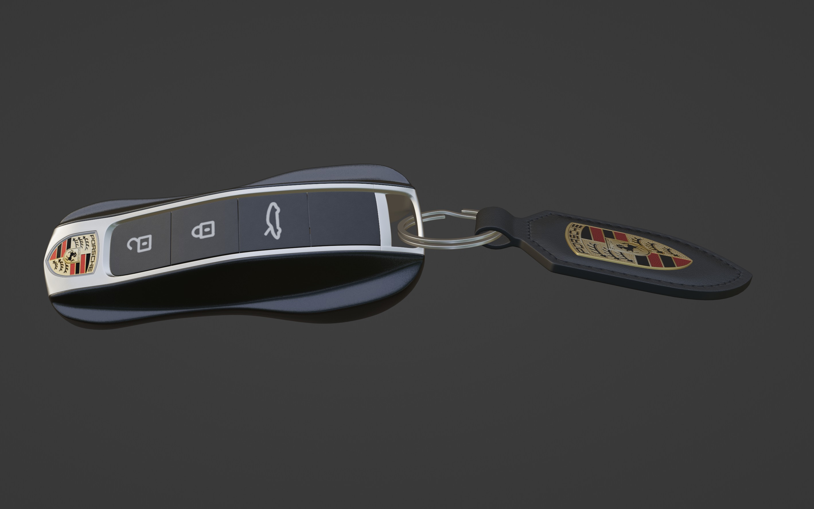 Car Key Porsche with a keychain Low-poly 3D model_13