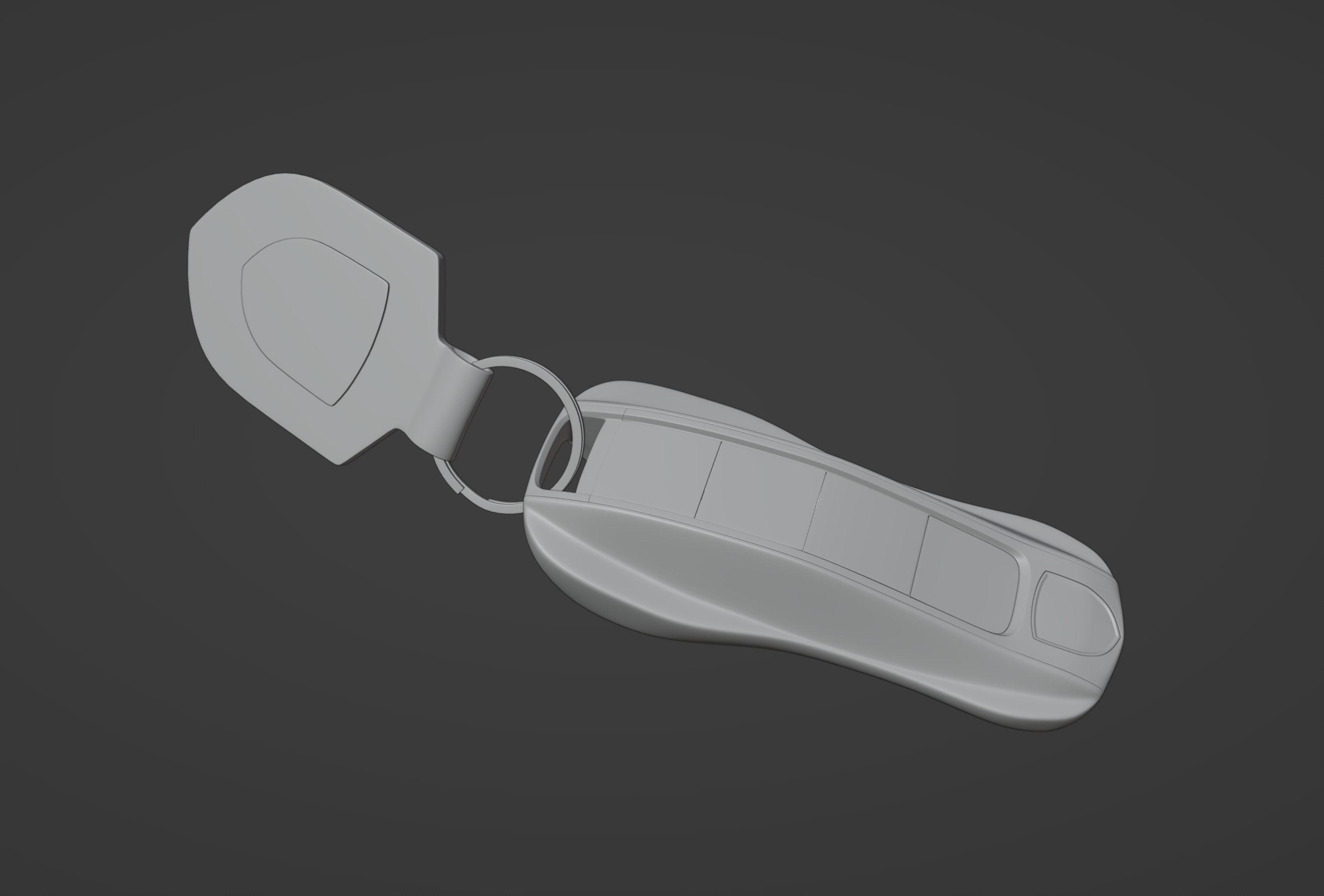Car Key Porsche with a keychain Low-poly 3D model_11