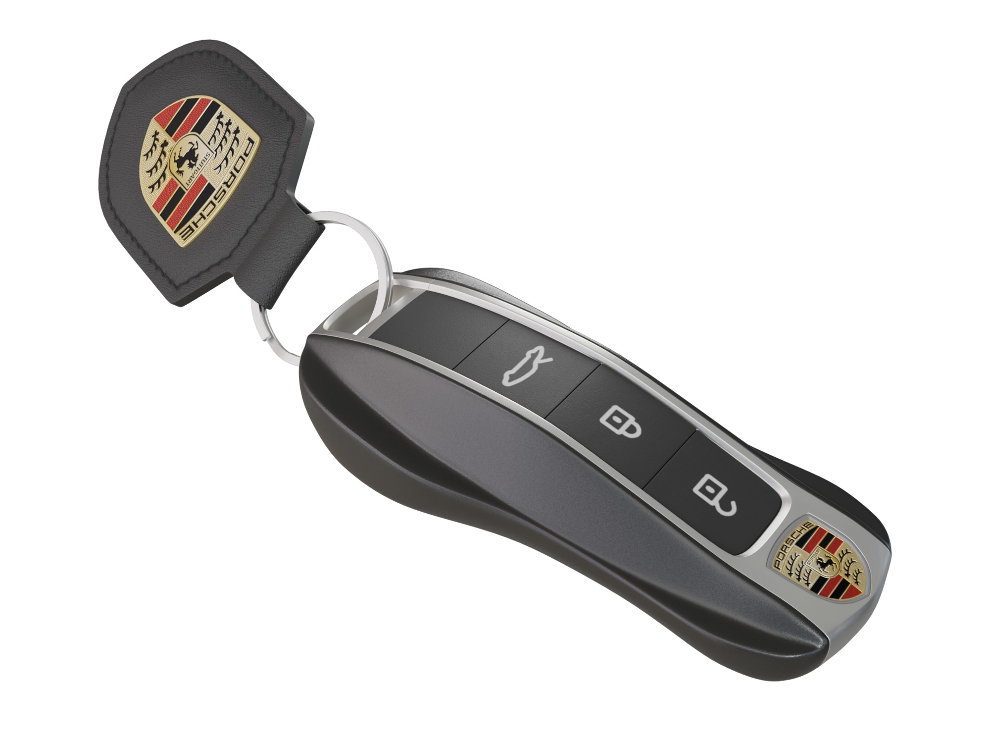 Car Key Porsche with a keychain Low-poly 3D model_1