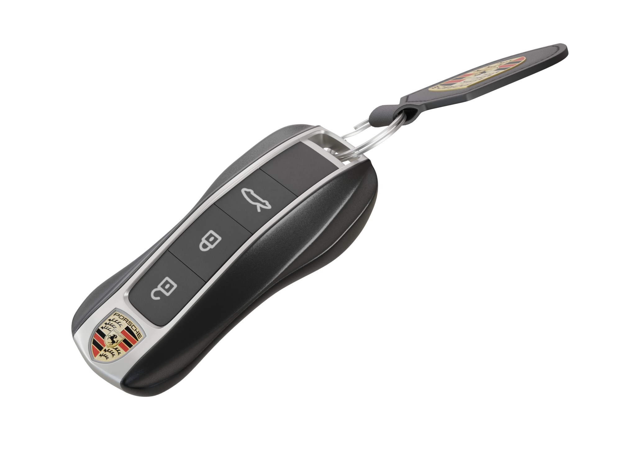 Car Key Porsche with a keychain Low-poly 3D model_6