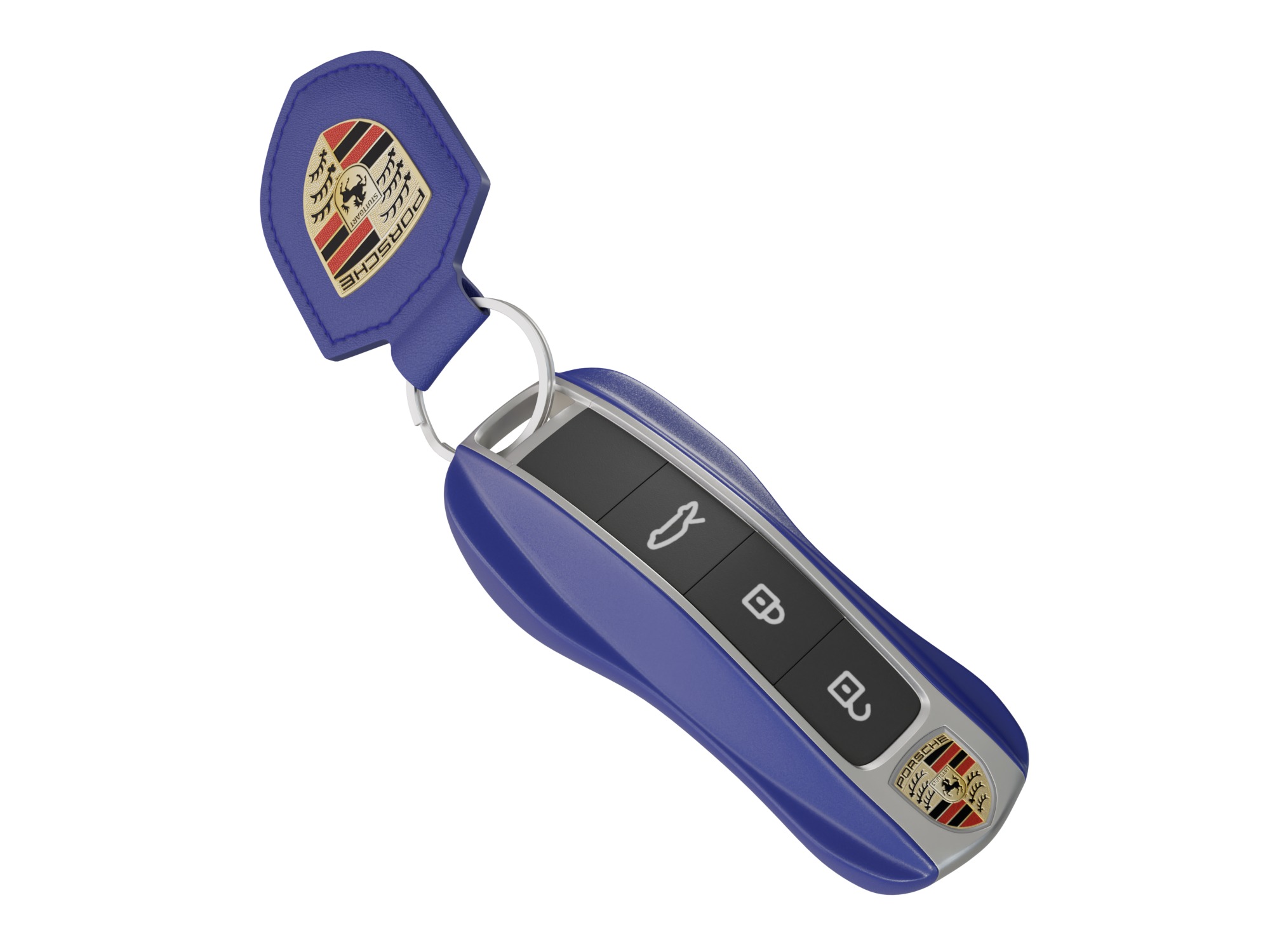 Car Key Porsche with a keychain Low-poly 3D model_10