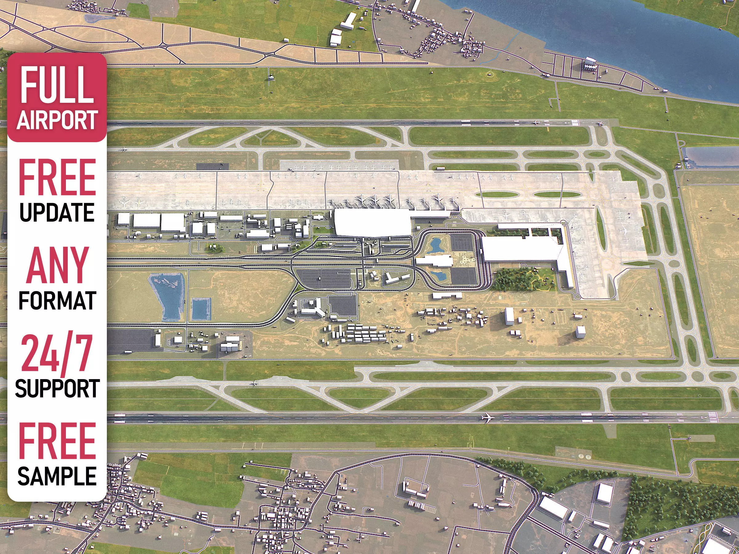 Bengaluru - 3D Airport Model Low-poly 3D model_0