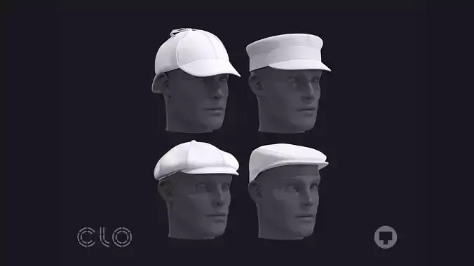 CLASSIC CAPS PACK mv2 highpoly 3D model CLASSIC CAPS PACK mv2 highpoly 3D model