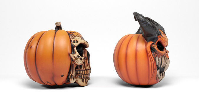 Evil pumpkins Low-poly 3D model 6