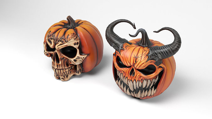 Evil pumpkins Low-poly 3D model 5