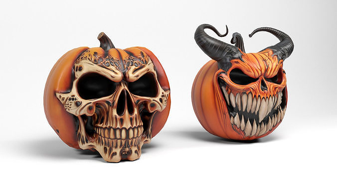 Evil pumpkins Low-poly 3D model 3