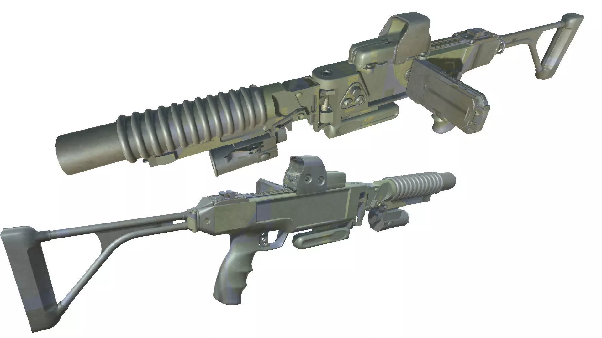 39-Cornershot-GL-gun model 3d game ready model Low-poly 3D model Low-poly 3D model_0