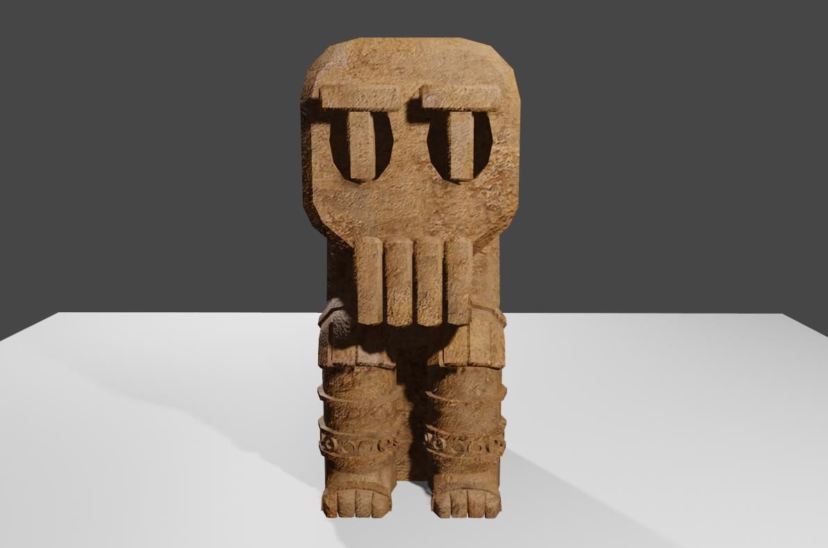 Ancient Skull Statue Low-poly 3D model_3