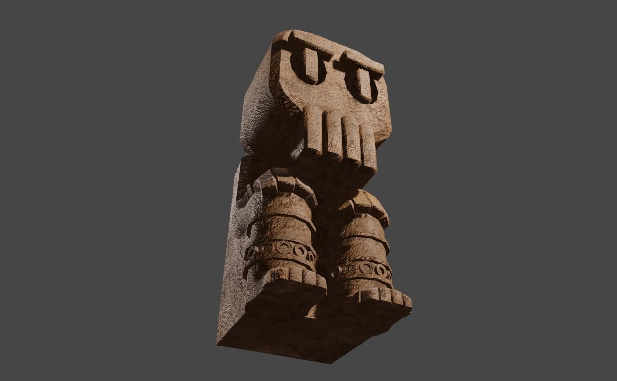 Ancient Skull Statue Low-poly 3D model_2