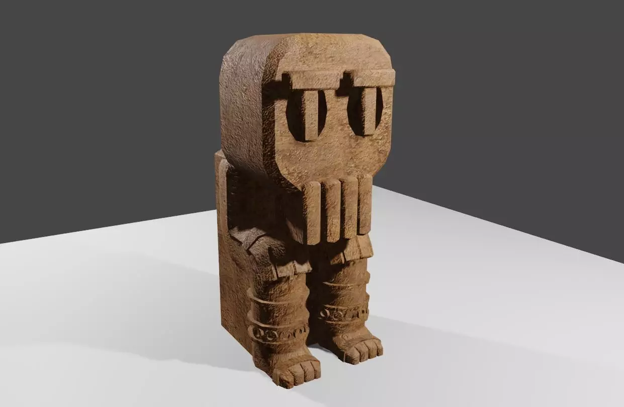 Ancient Skull Statue Low-poly 3D model_0