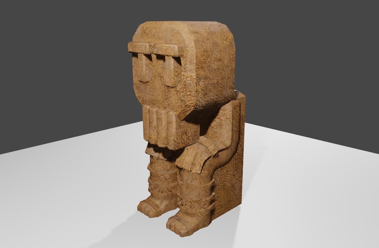 Ancient Skull Statue Low-poly 3D model_4
