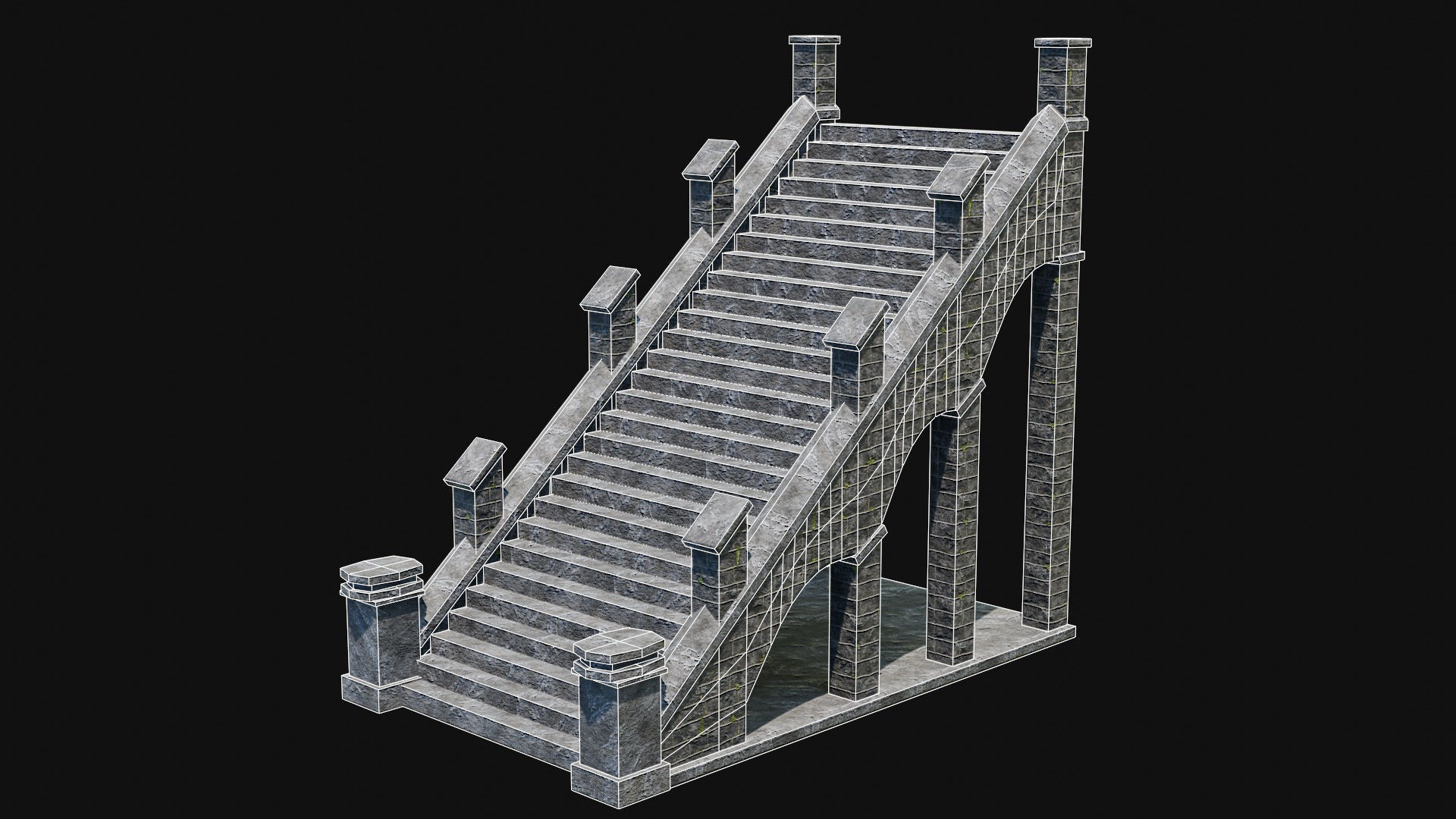 STAIRS COLUMNS GATE STAIR PLATFORM PIER TEMPLE PORTAL COLLECTION Low-poly 3D model_28