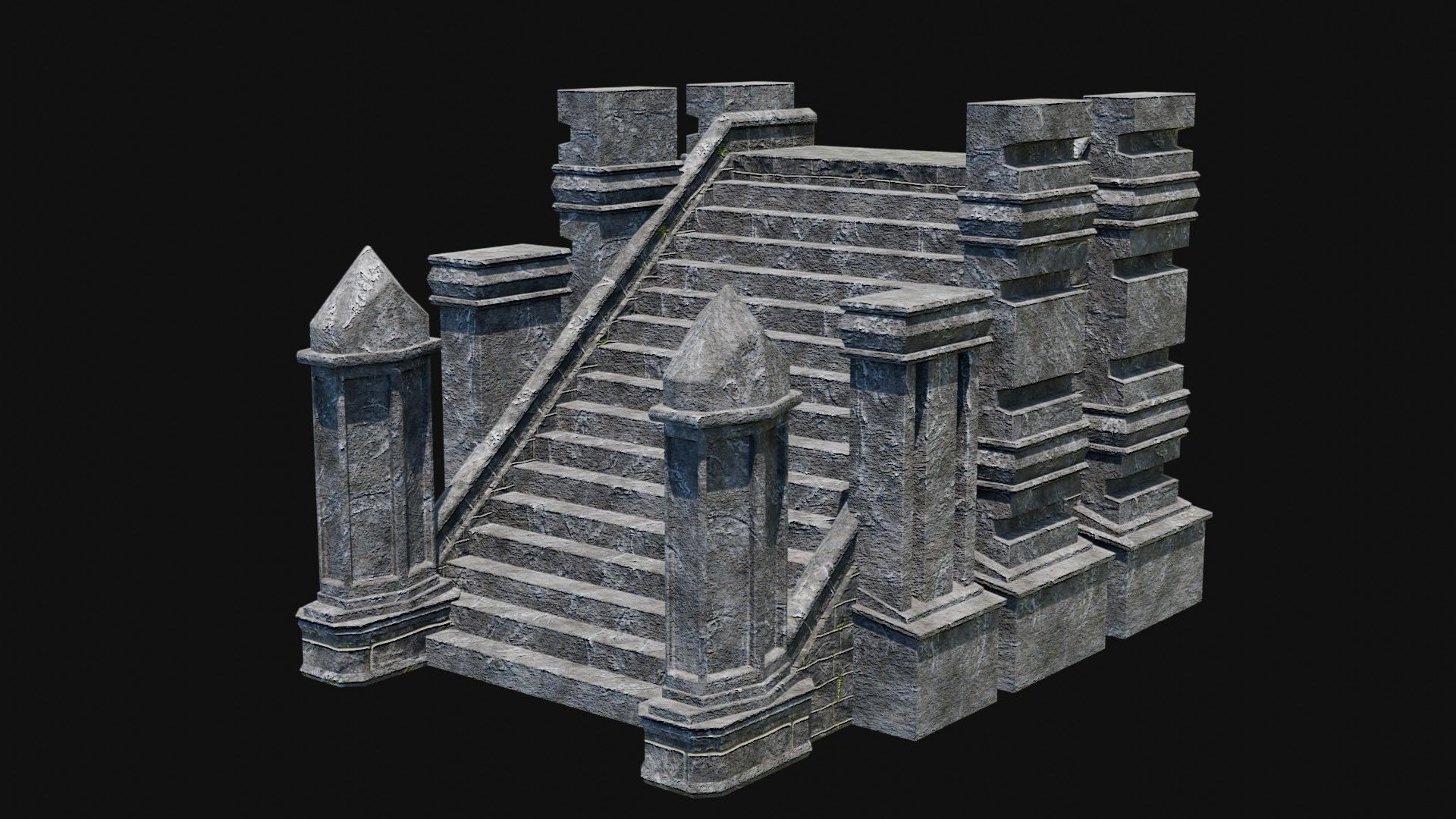 STAIRS COLUMNS GATE STAIR PLATFORM PIER TEMPLE PORTAL COLLECTION Low-poly 3D model_13