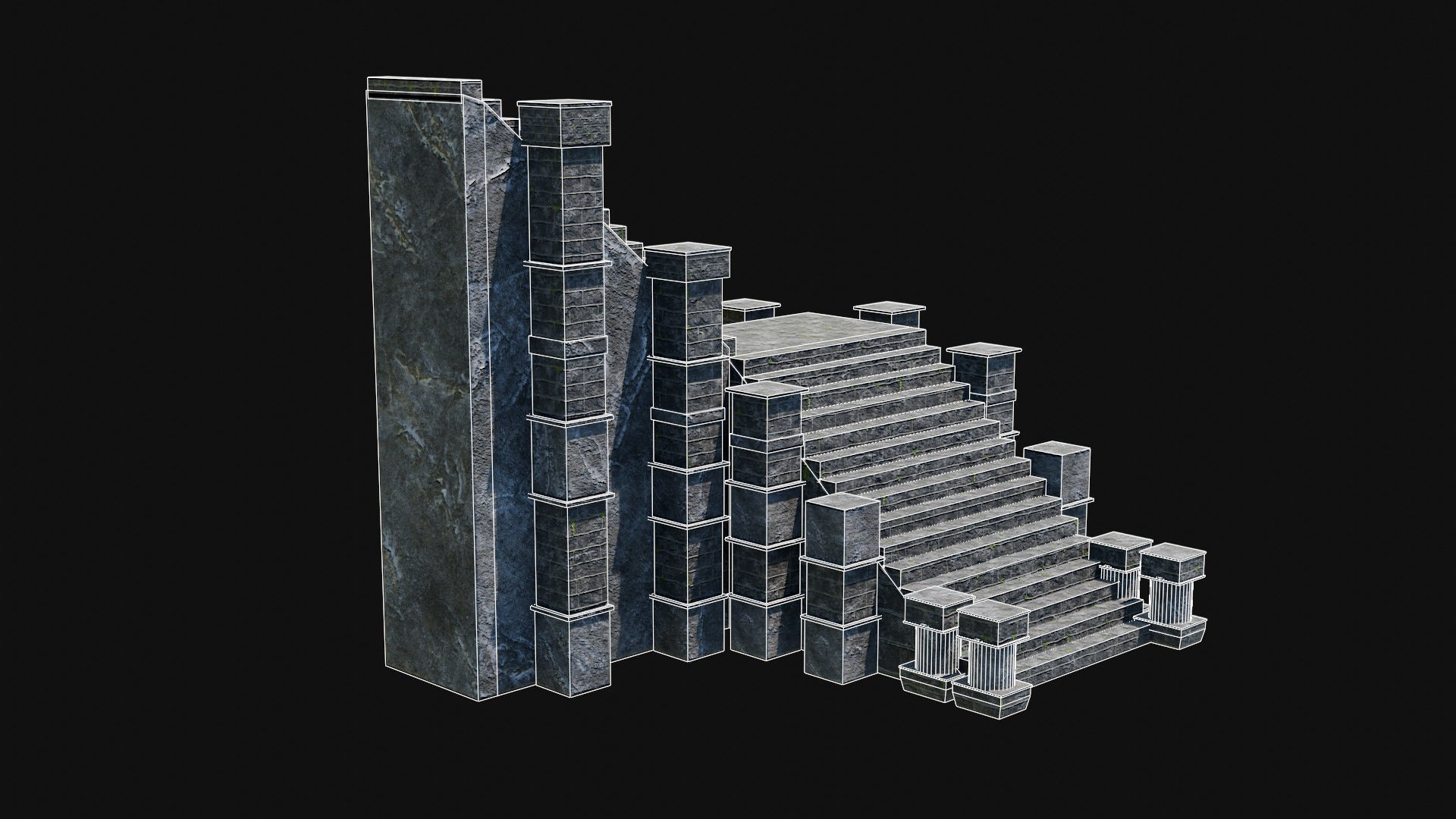 STAIRS COLUMNS GATE STAIR PLATFORM PIER TEMPLE PORTAL COLLECTION Low-poly 3D model_48