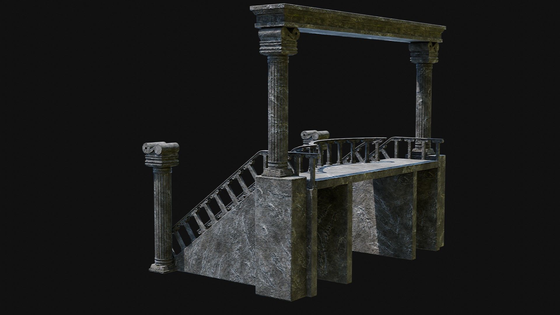 STAIRS COLUMNS GATE STAIR PLATFORM PIER TEMPLE PORTAL COLLECTION Low-poly 3D model_8