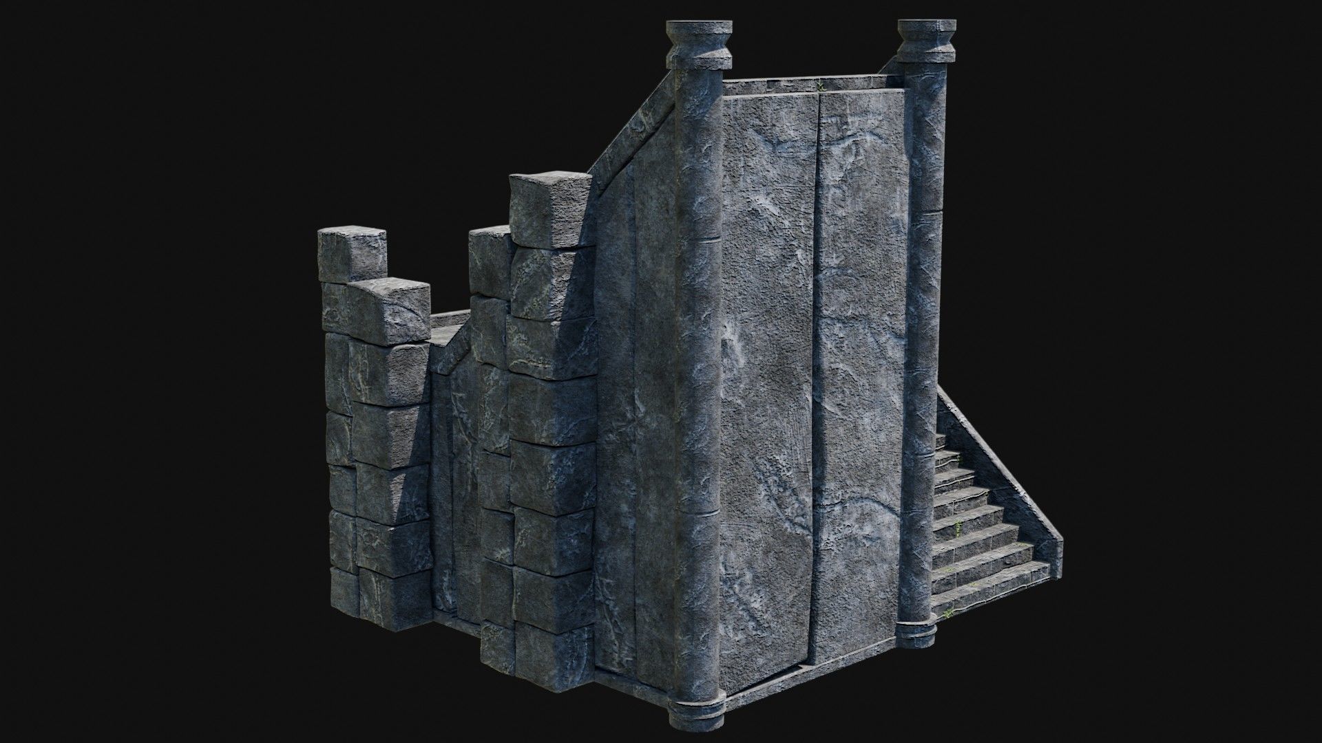 STAIRS COLUMNS GATE STAIR PLATFORM PIER TEMPLE PORTAL COLLECTION Low-poly 3D model_39