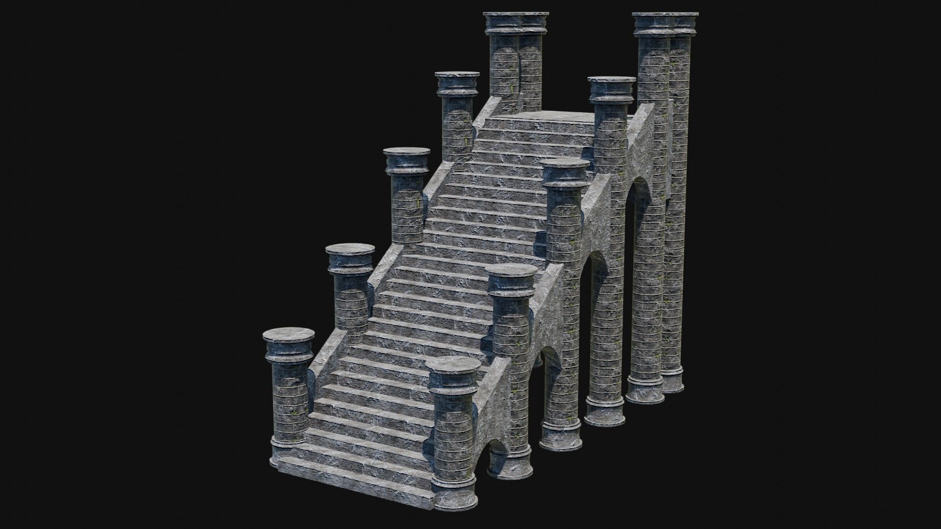 STAIRS COLUMNS GATE STAIR PLATFORM PIER TEMPLE PORTAL COLLECTION Low-poly 3D model_31