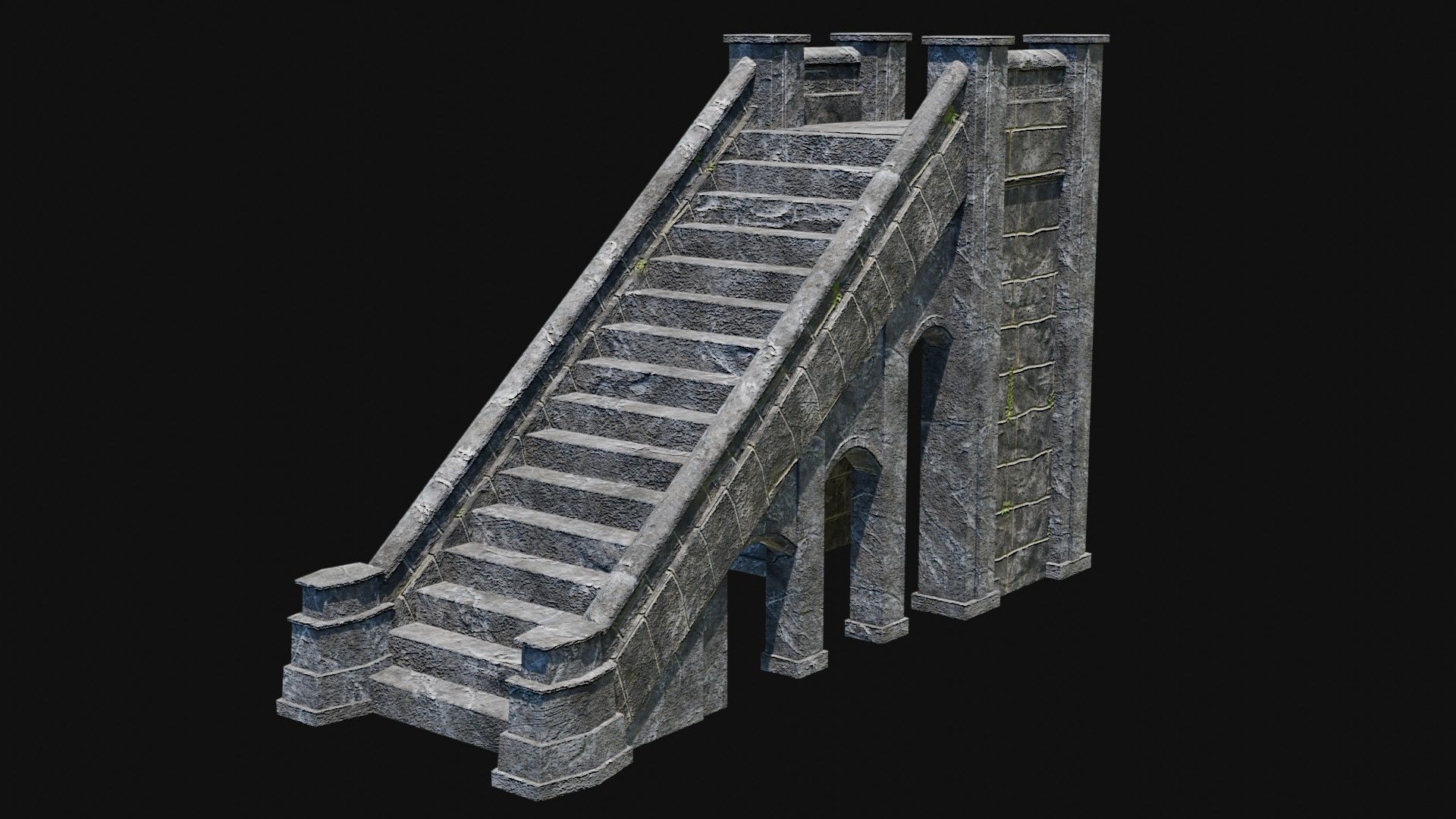 STAIRS COLUMNS GATE STAIR PLATFORM PIER TEMPLE PORTAL COLLECTION Low-poly 3D model_1