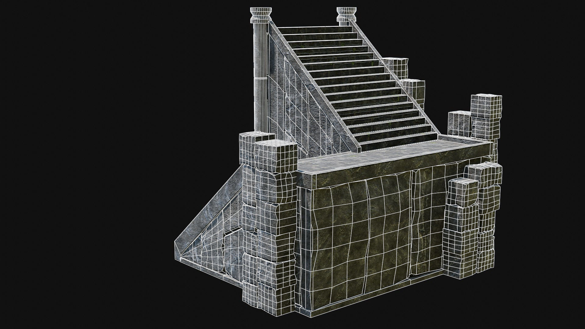 STAIRS COLUMNS GATE STAIR PLATFORM PIER TEMPLE PORTAL COLLECTION Low-poly 3D model_41