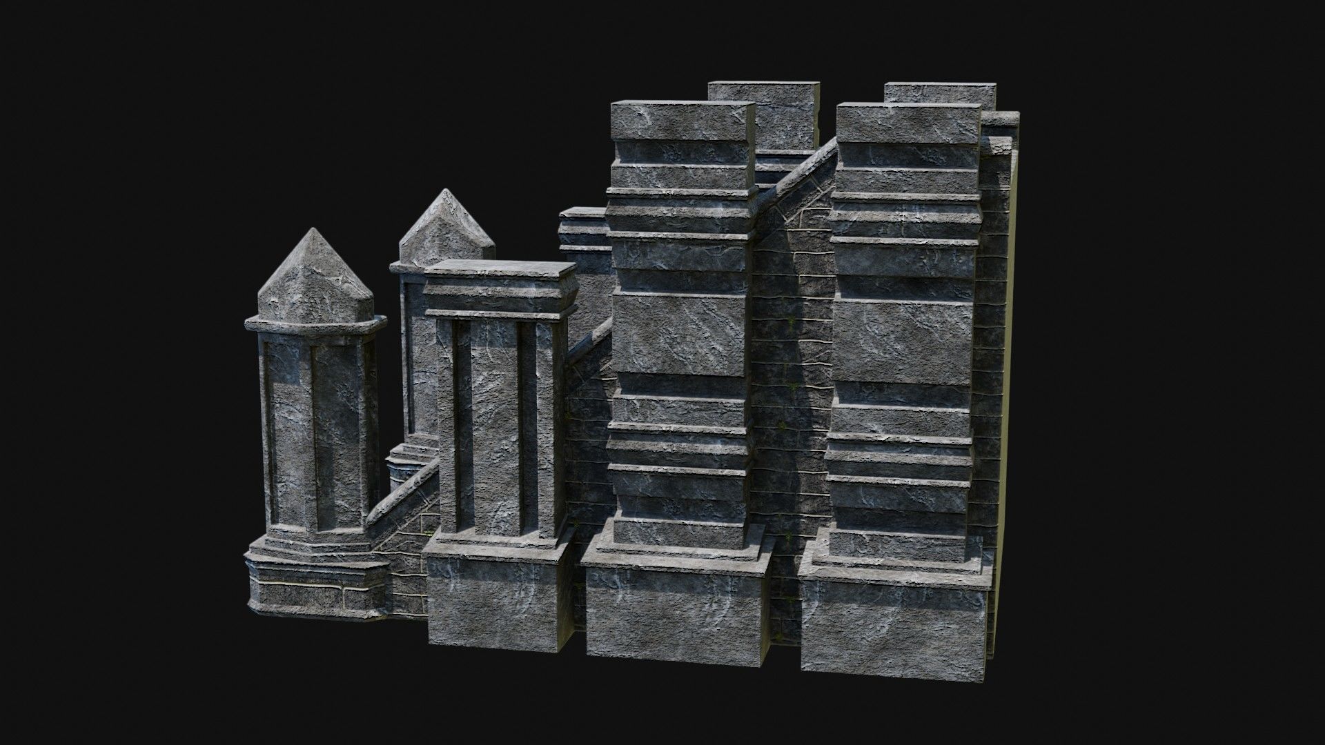 STAIRS COLUMNS GATE STAIR PLATFORM PIER TEMPLE PORTAL COLLECTION Low-poly 3D model_14