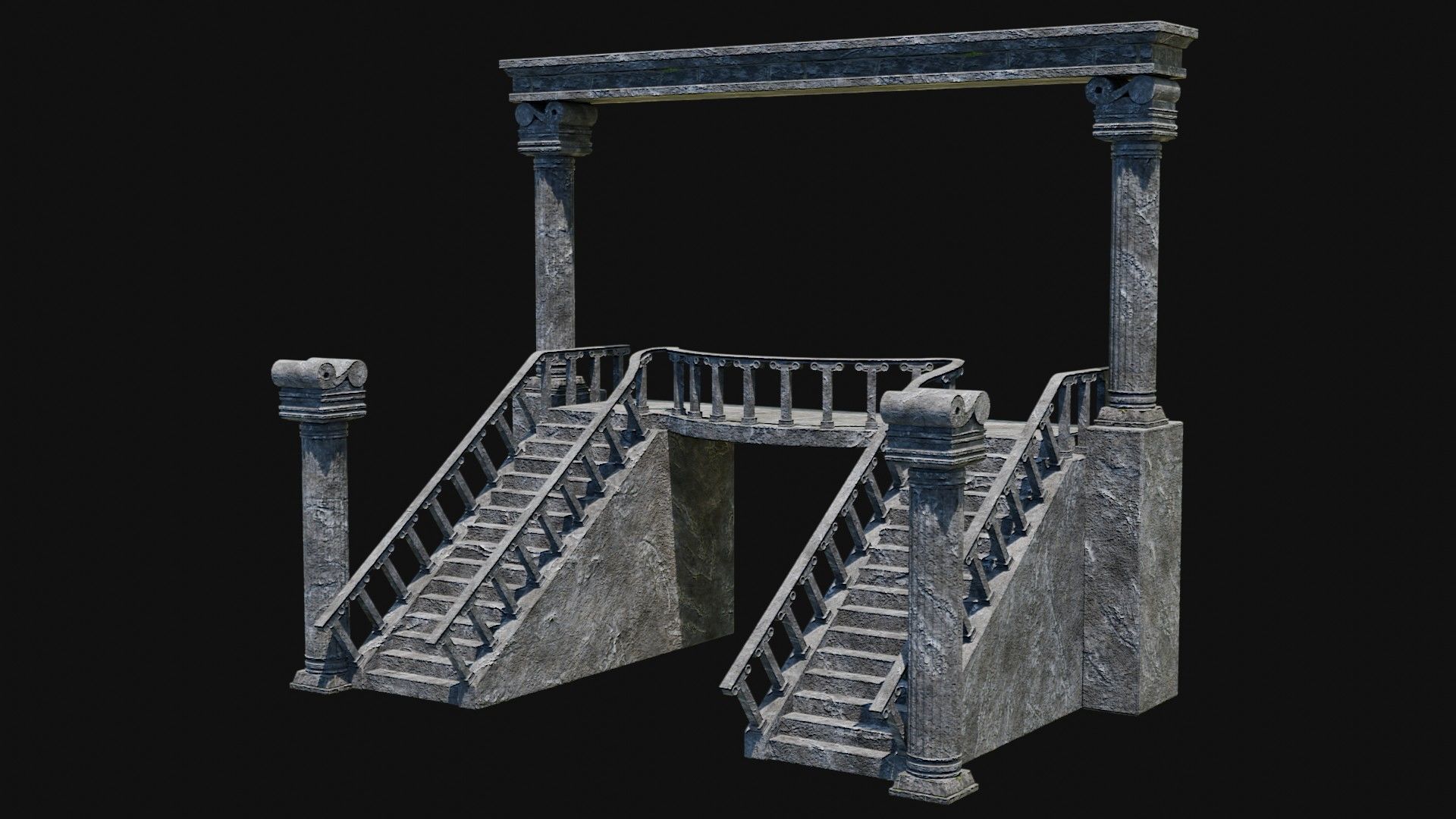 STAIRS COLUMNS GATE STAIR PLATFORM PIER TEMPLE PORTAL COLLECTION Low-poly 3D model_7