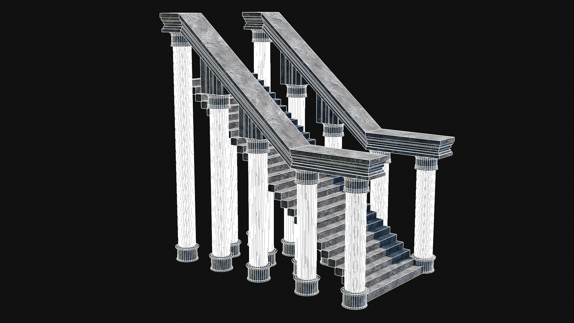 STAIRS COLUMNS GATE STAIR PLATFORM PIER TEMPLE PORTAL COLLECTION Low-poly 3D model_54