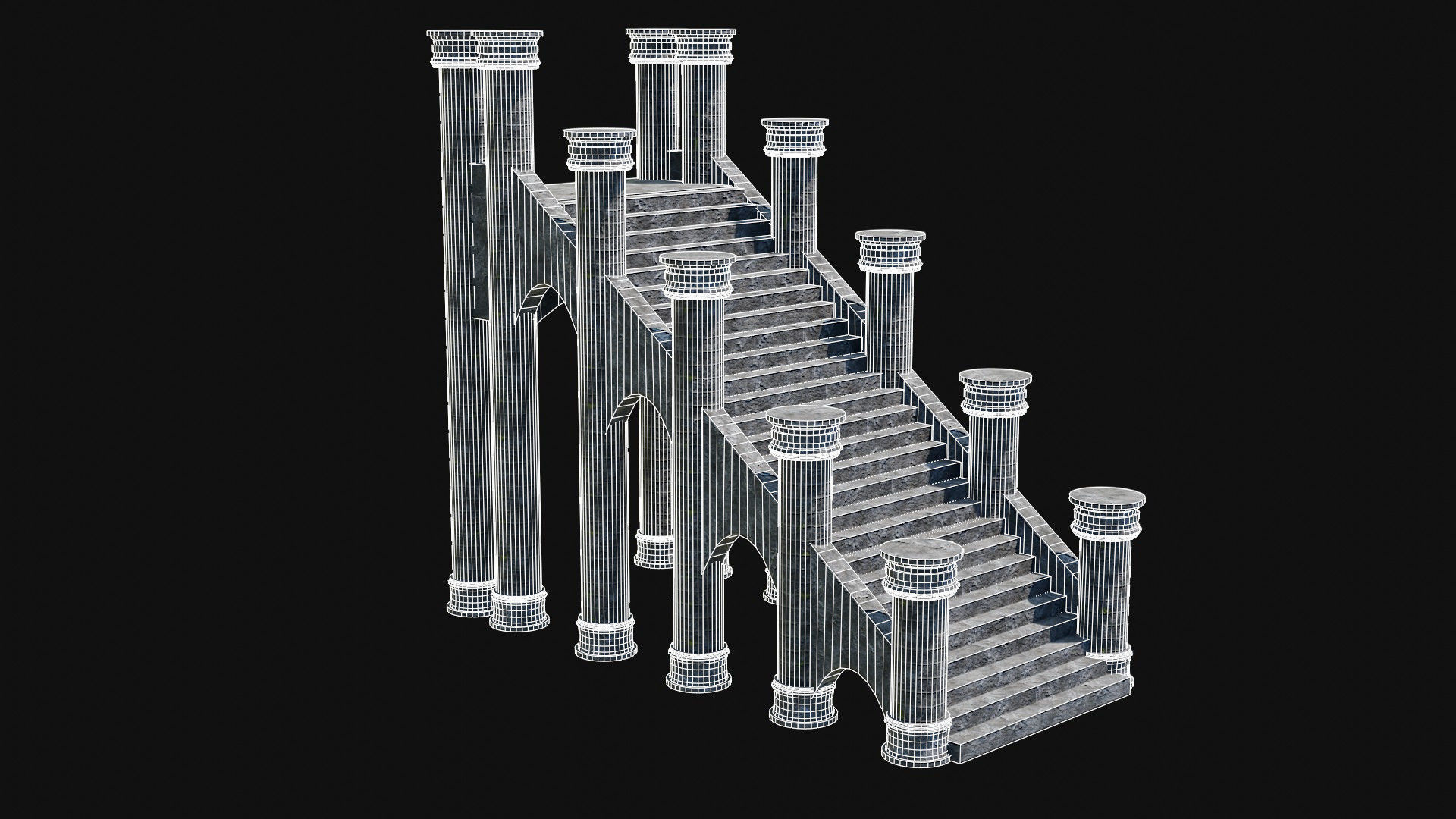 STAIRS COLUMNS GATE STAIR PLATFORM PIER TEMPLE PORTAL COLLECTION Low-poly 3D model_36