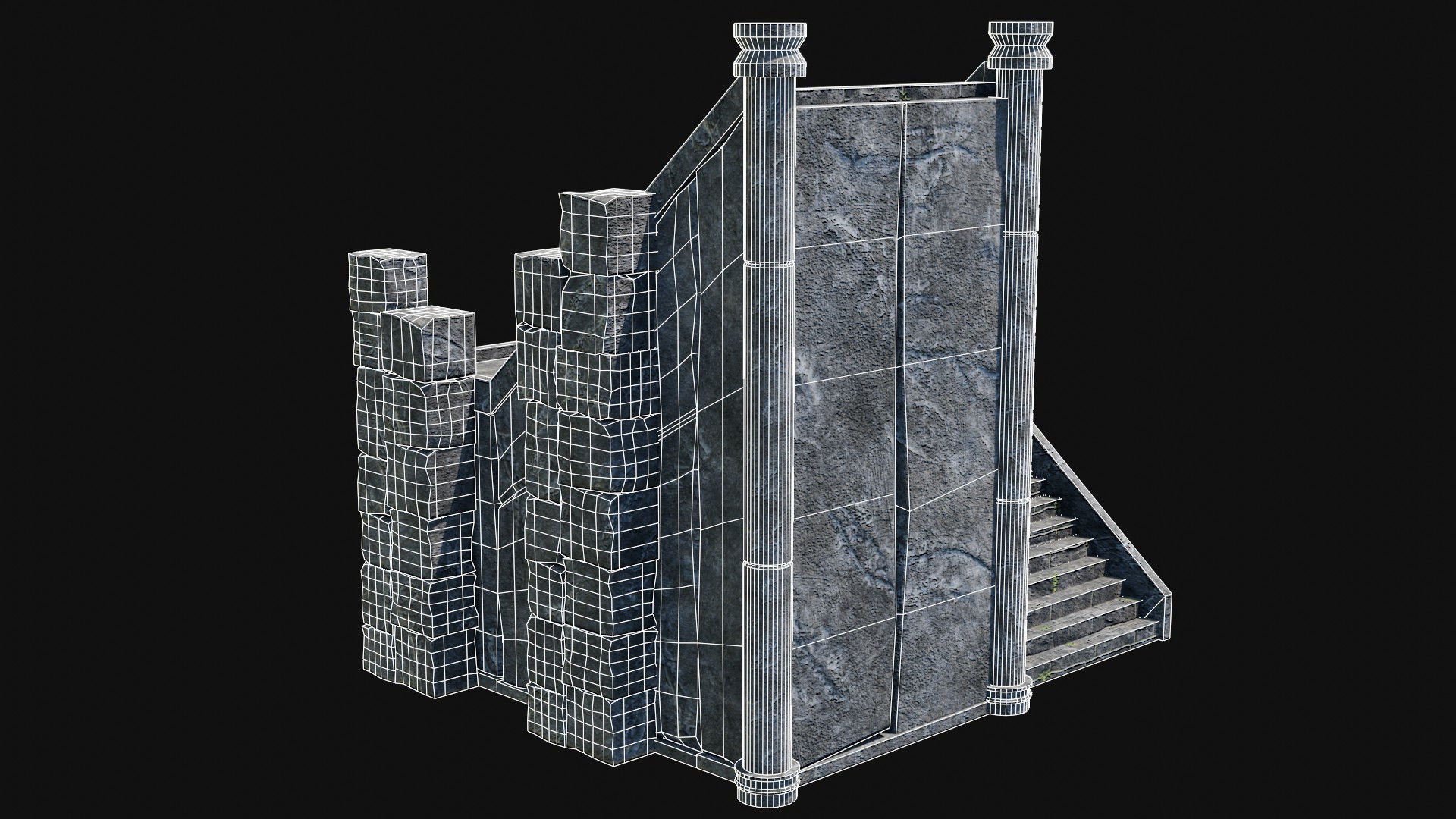 STAIRS COLUMNS GATE STAIR PLATFORM PIER TEMPLE PORTAL COLLECTION Low-poly 3D model_42