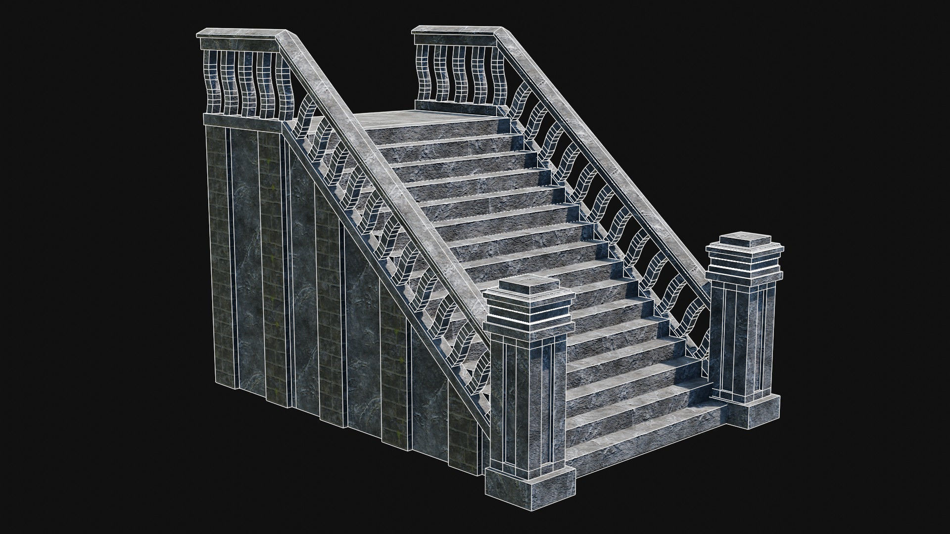 STAIRS COLUMNS GATE STAIR PLATFORM PIER TEMPLE PORTAL COLLECTION Low-poly 3D model_24