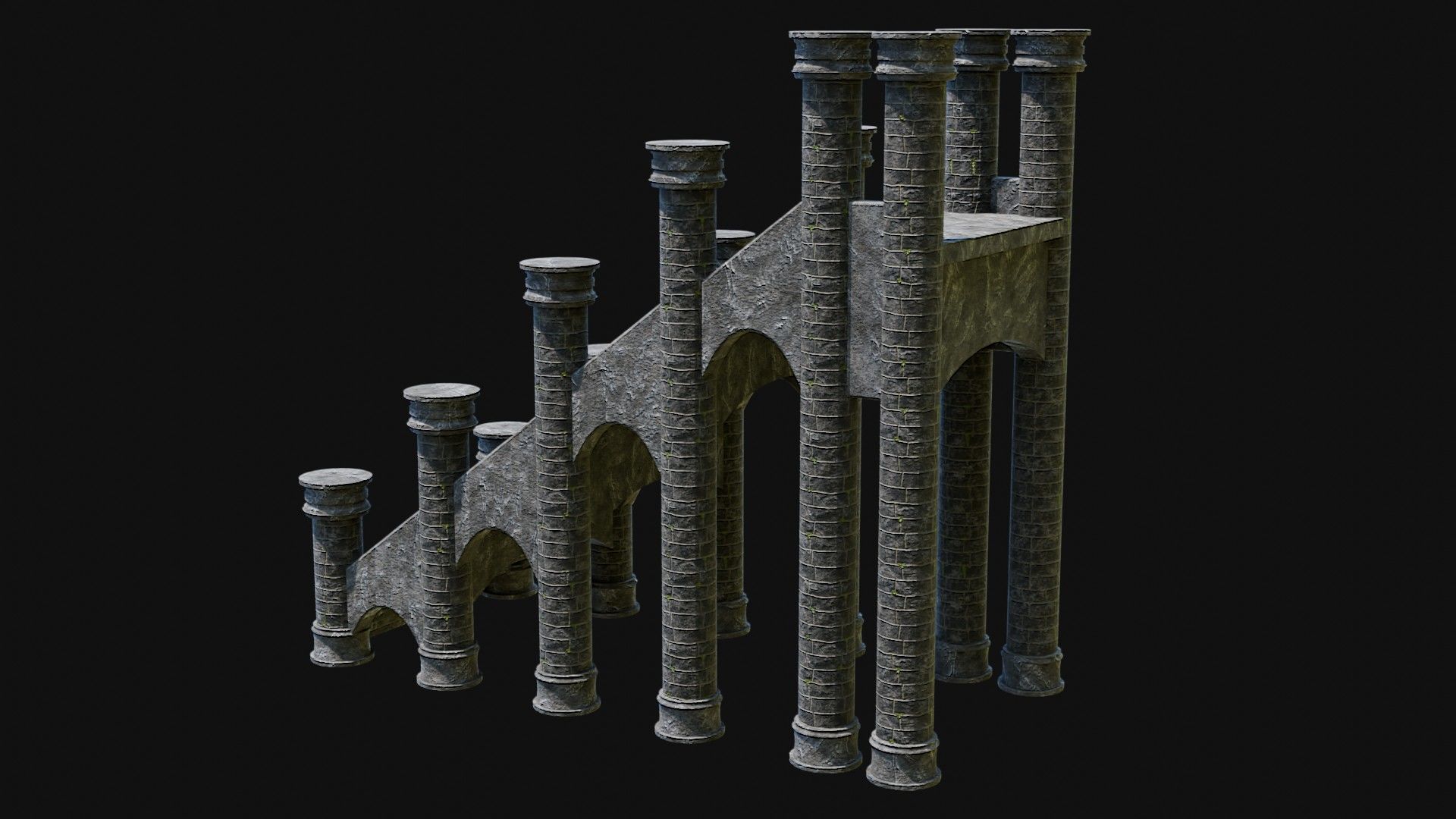 STAIRS COLUMNS GATE STAIR PLATFORM PIER TEMPLE PORTAL COLLECTION Low-poly 3D model_32