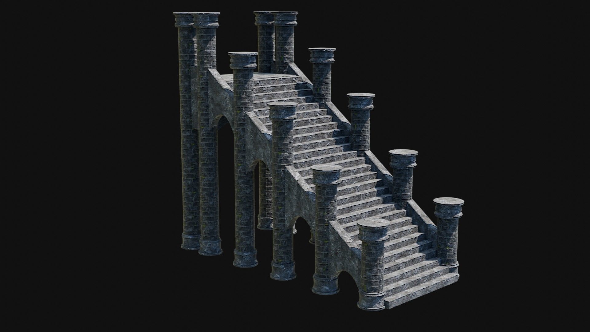 STAIRS COLUMNS GATE STAIR PLATFORM PIER TEMPLE PORTAL COLLECTION Low-poly 3D model_33