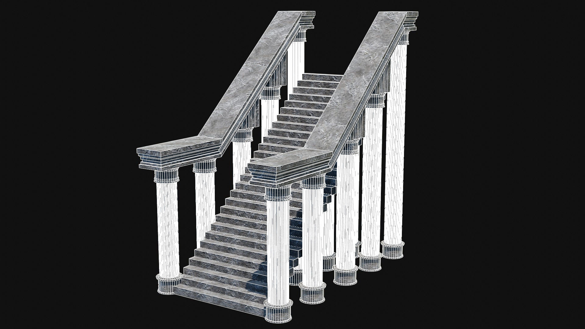 STAIRS COLUMNS GATE STAIR PLATFORM PIER TEMPLE PORTAL COLLECTION Low-poly 3D model_52