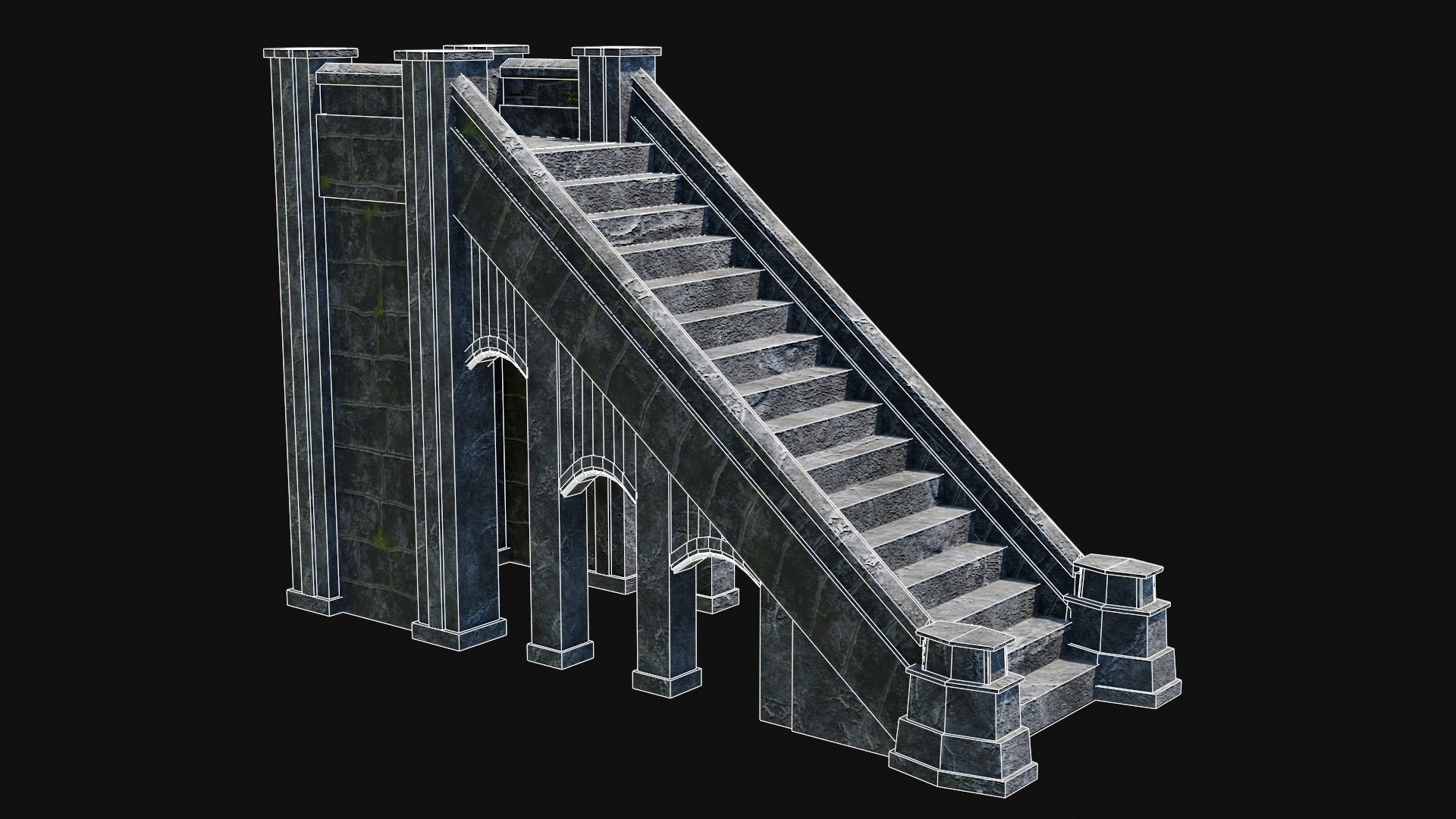 STAIRS COLUMNS GATE STAIR PLATFORM PIER TEMPLE PORTAL COLLECTION Low-poly 3D model_6