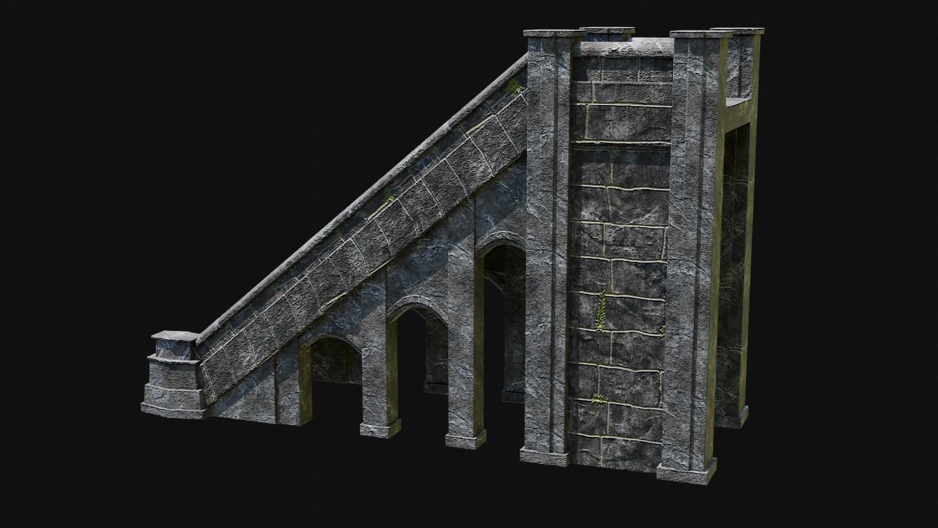 STAIRS COLUMNS GATE STAIR PLATFORM PIER TEMPLE PORTAL COLLECTION Low-poly 3D model_2