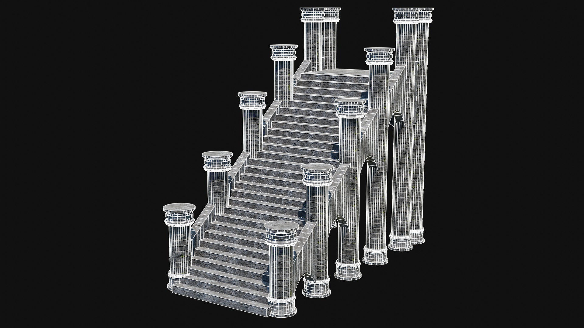 STAIRS COLUMNS GATE STAIR PLATFORM PIER TEMPLE PORTAL COLLECTION Low-poly 3D model_34