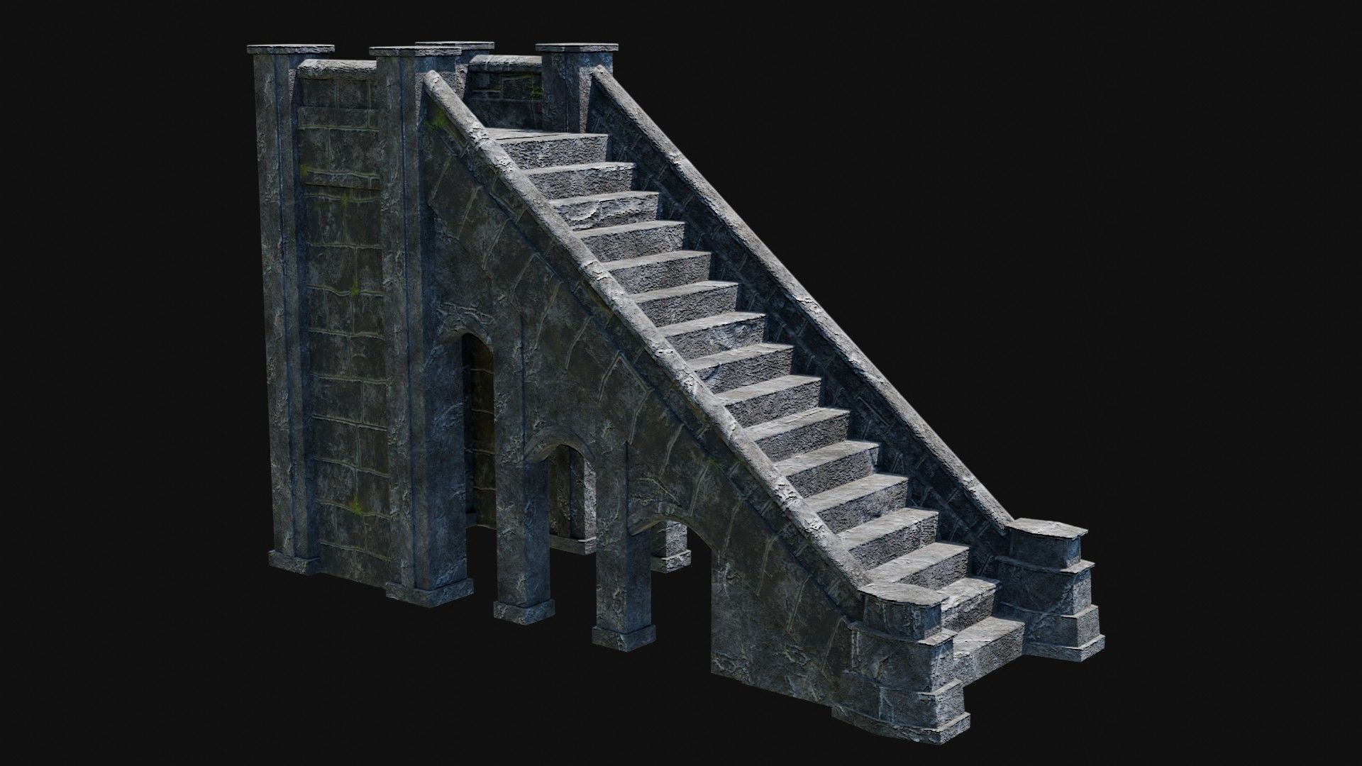 STAIRS COLUMNS GATE STAIR PLATFORM PIER TEMPLE PORTAL COLLECTION Low-poly 3D model_3