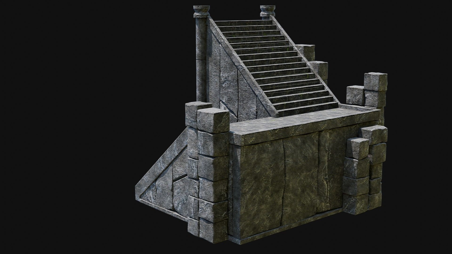 STAIRS COLUMNS GATE STAIR PLATFORM PIER TEMPLE PORTAL COLLECTION Low-poly 3D model_38