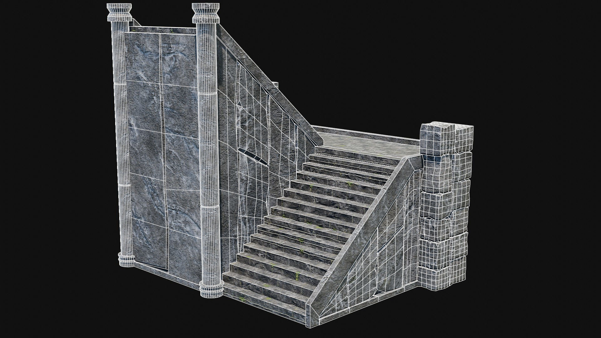 STAIRS COLUMNS GATE STAIR PLATFORM PIER TEMPLE PORTAL COLLECTION Low-poly 3D model_40