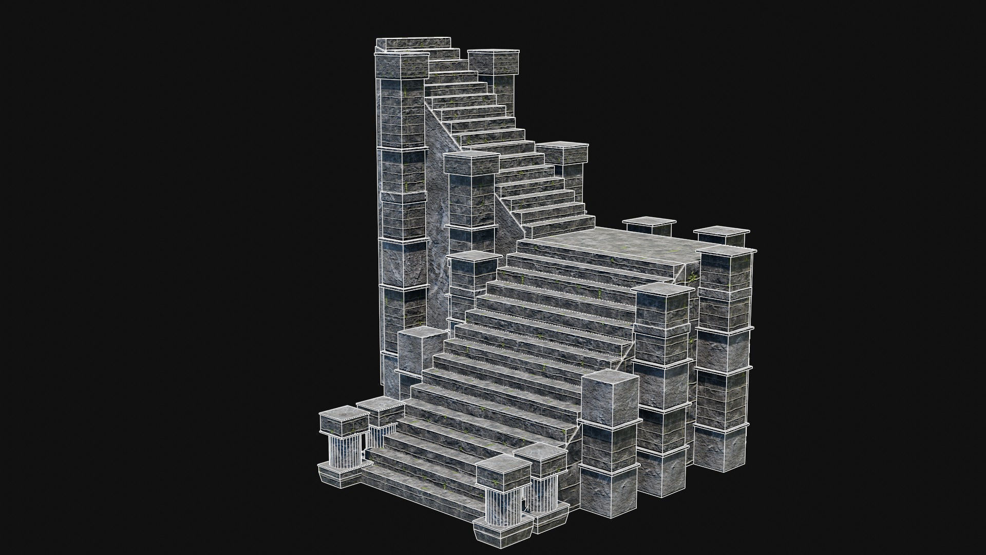 STAIRS COLUMNS GATE STAIR PLATFORM PIER TEMPLE PORTAL COLLECTION Low-poly 3D model_46