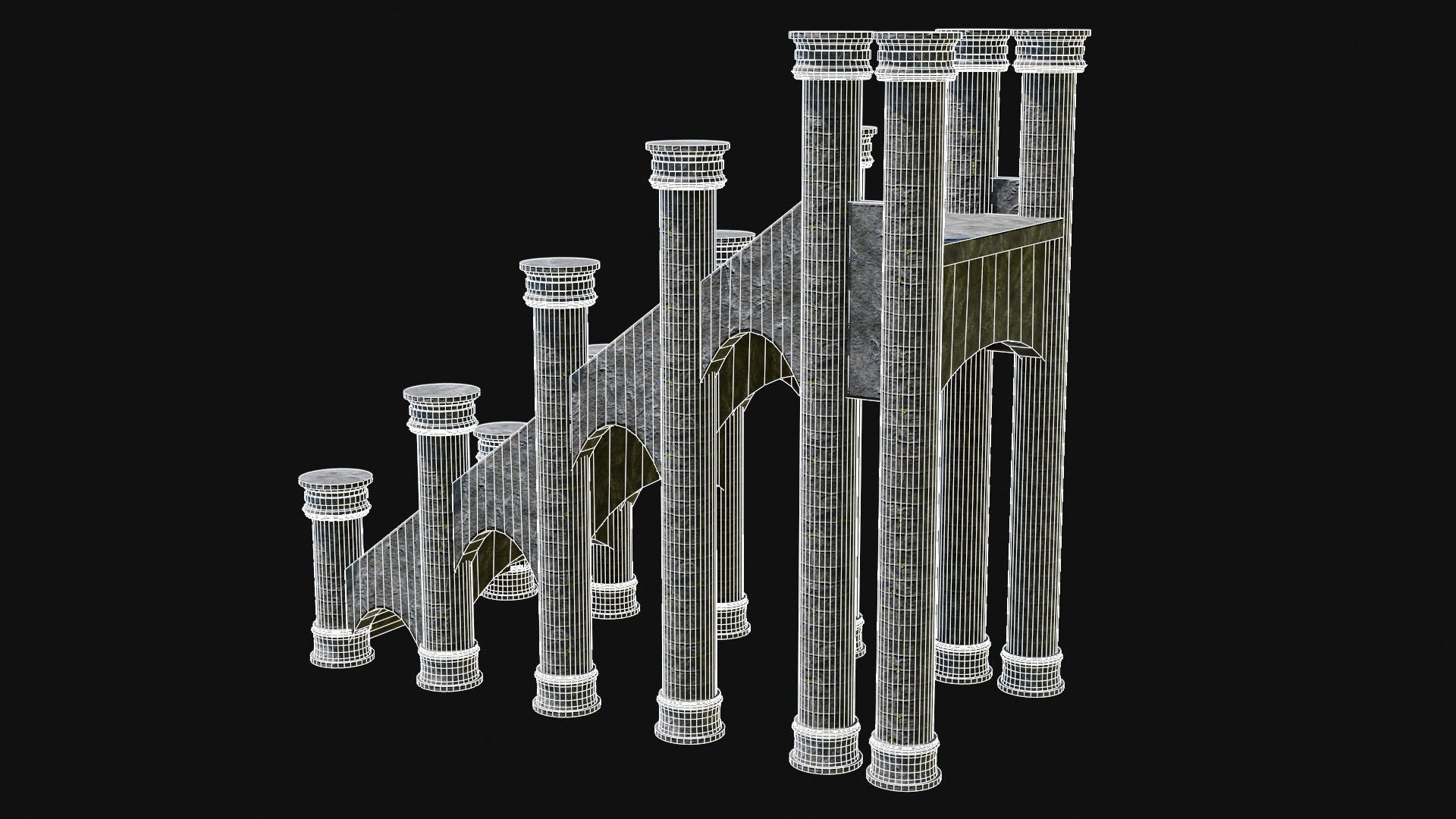 STAIRS COLUMNS GATE STAIR PLATFORM PIER TEMPLE PORTAL COLLECTION Low-poly 3D model_35