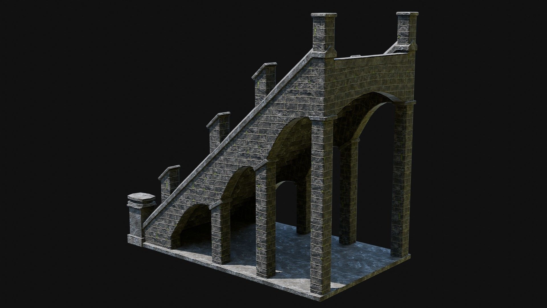 STAIRS COLUMNS GATE STAIR PLATFORM PIER TEMPLE PORTAL COLLECTION Low-poly 3D model_26