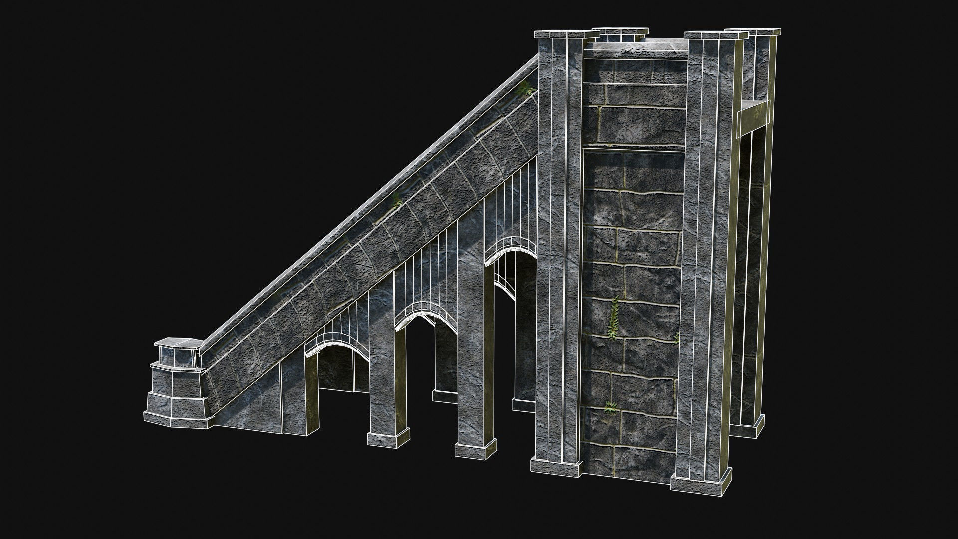 STAIRS COLUMNS GATE STAIR PLATFORM PIER TEMPLE PORTAL COLLECTION Low-poly 3D model_5