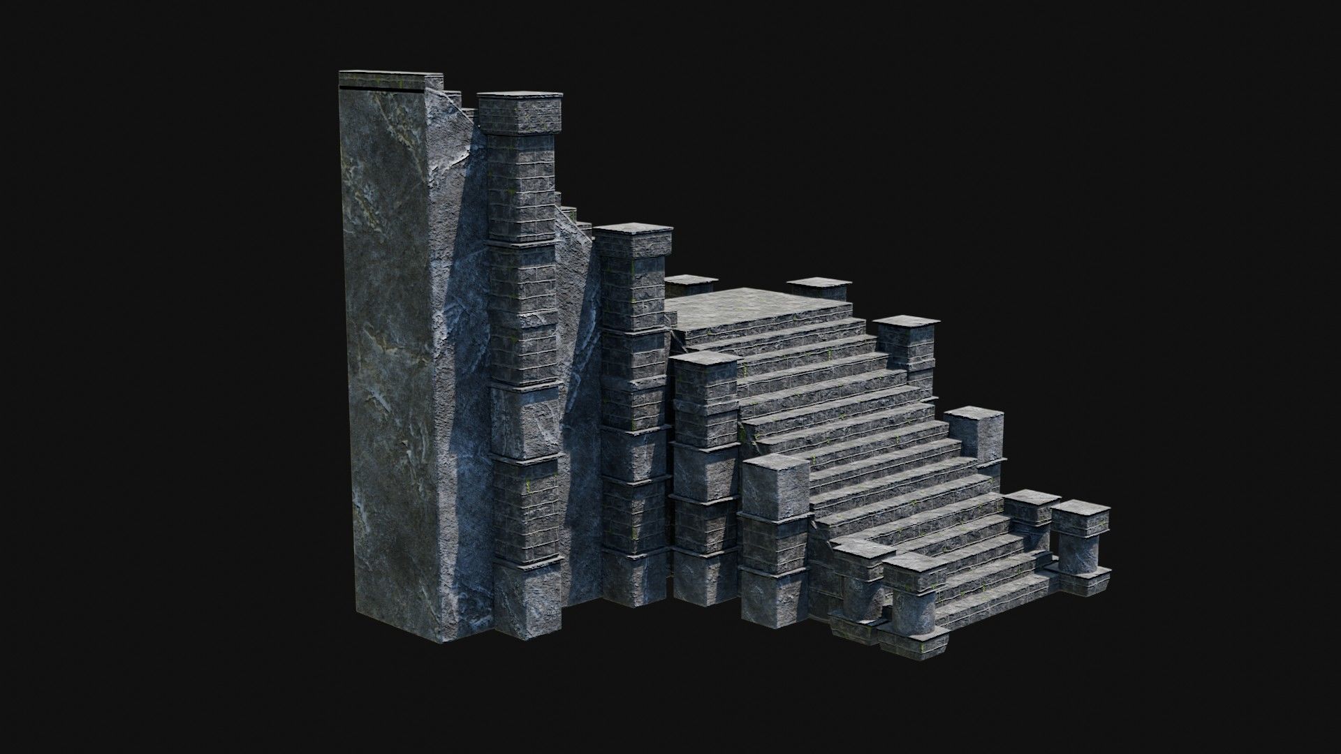 STAIRS COLUMNS GATE STAIR PLATFORM PIER TEMPLE PORTAL COLLECTION Low-poly 3D model_45